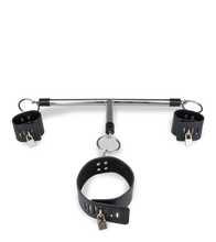 Laden Sie das Bild in den Galerie-Viewer, BDSM-Stange mit Halsband und Handfesseln