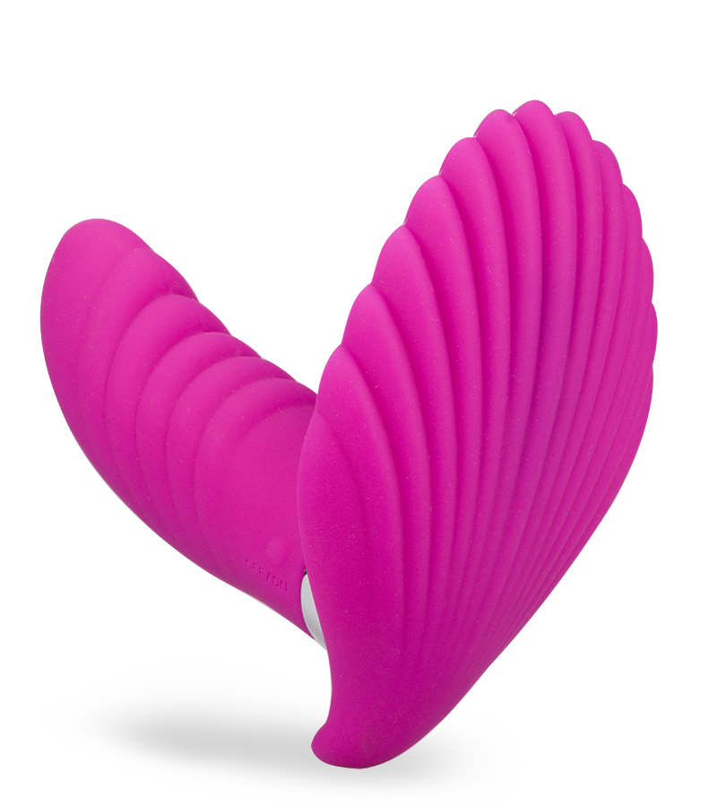 Butterfly-Vibrator in Muschelform mit Innendildo