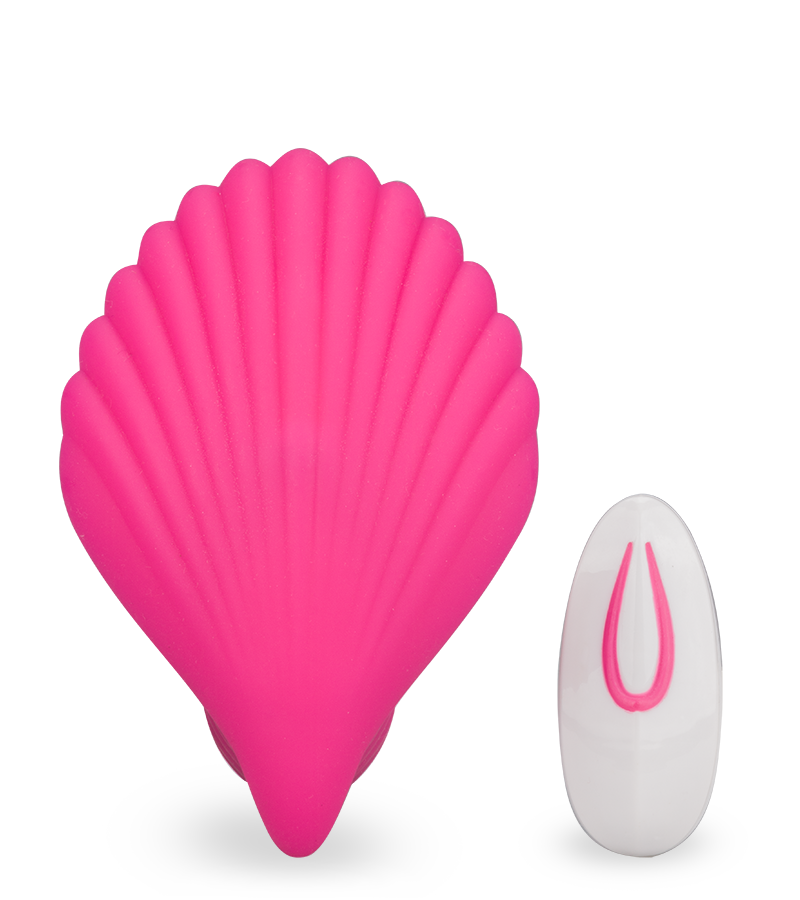 Butterfly-Vibrator in Muschelform mit Innendildo