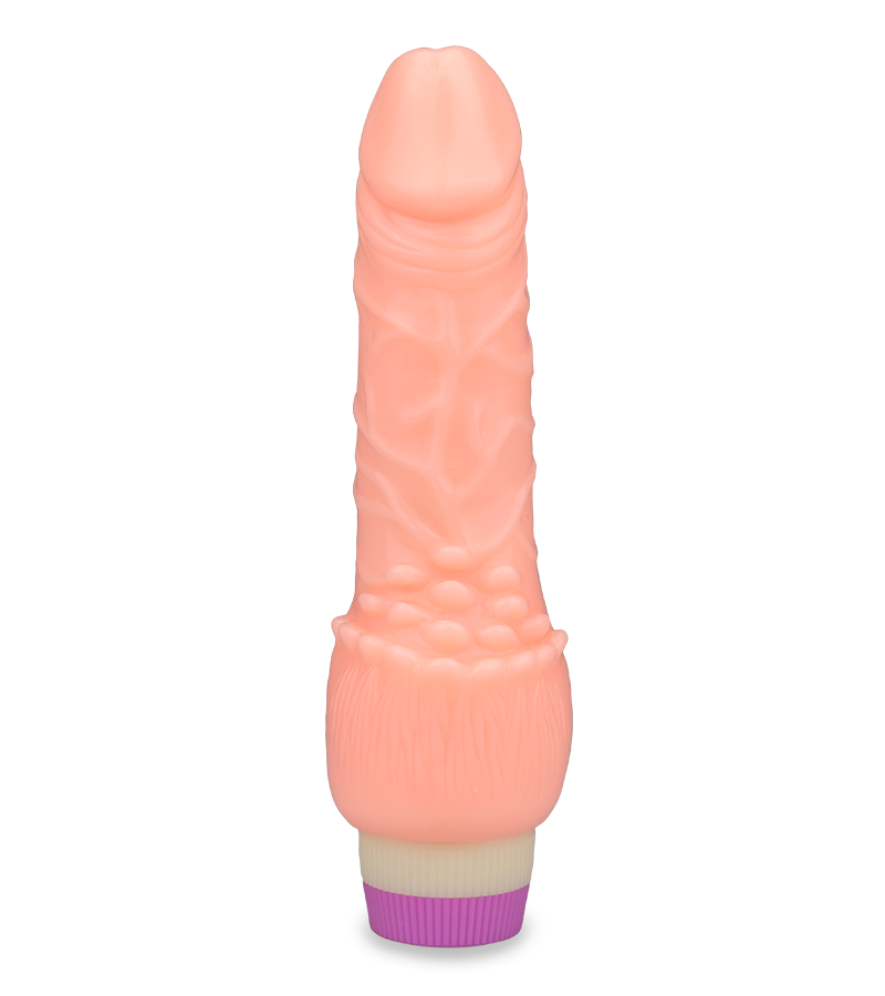 Dildo-Vibrator mit breiter genoppter Basis
