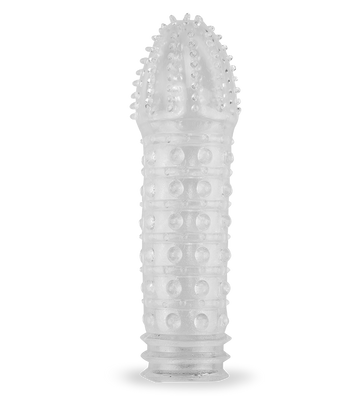 Durchsichtige Penishülle mit Noppen an Spitze und Schaft