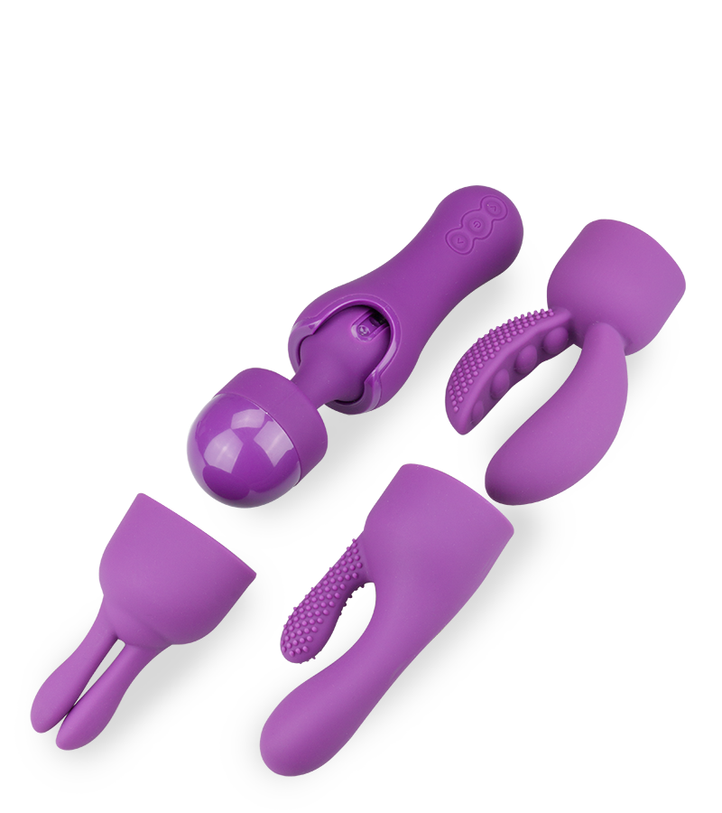 Fantasy-Wand-Vibrator mit 3 Aufsätzen, 10 Modi