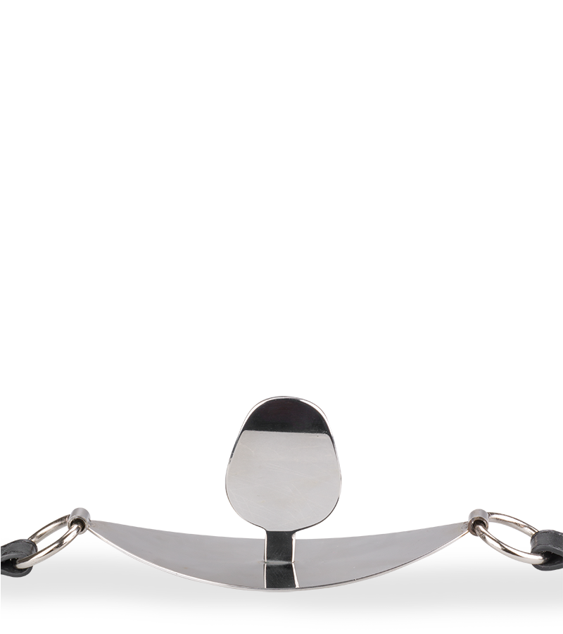 Flacher Mundknebel aus Metall und Kunstleder