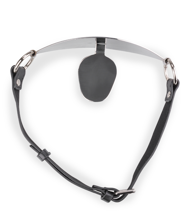 Flacher Mundknebel aus Metall und Kunstleder