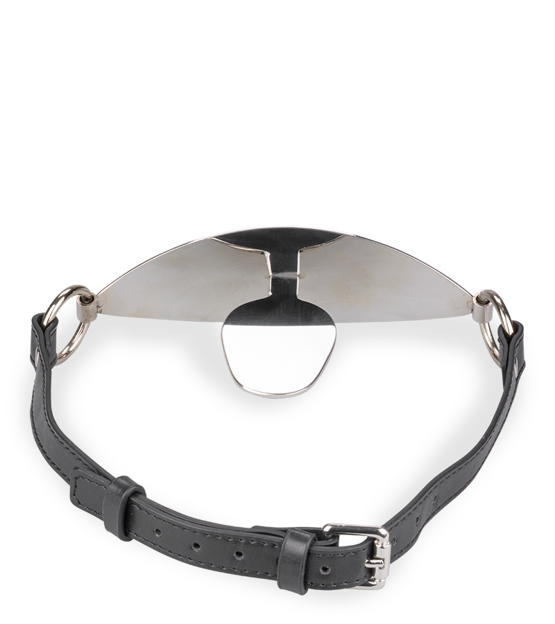 Flacher Mundknebel aus Metall und Kunstleder