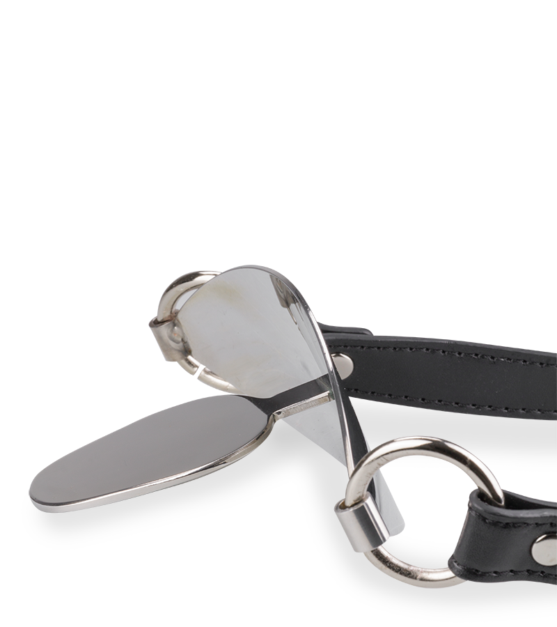 Flacher Mundknebel aus Metall und Kunstleder