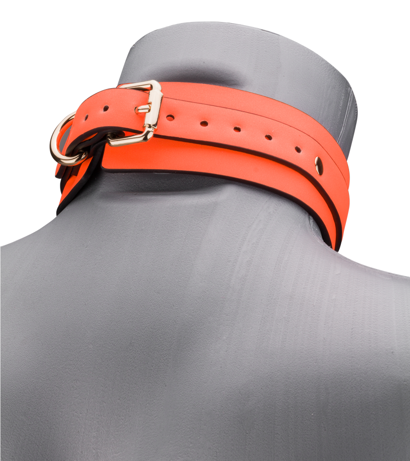 Fluoreszierendes Halsband mit Leine in Orange