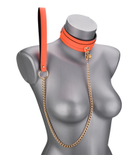 Laden Sie das Bild in den Galerie-Viewer, Fluoreszierendes Halsband mit Leine in Orange