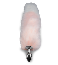 Laden Sie das Bild in den Galerie-Viewer, Foxtail-Buttplug aus rosa-weißem Kunstfell