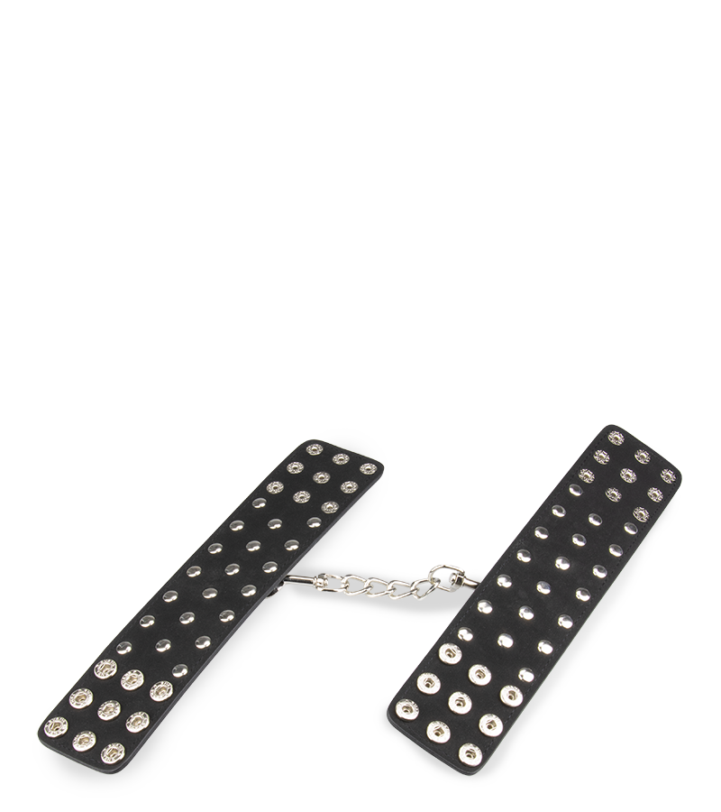 Handschellen mit Nieten aus schwarzem Kunstleder