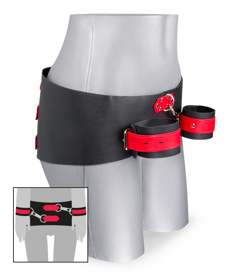 Hüfte-Handgelenk-Fessel aus Kunstleder