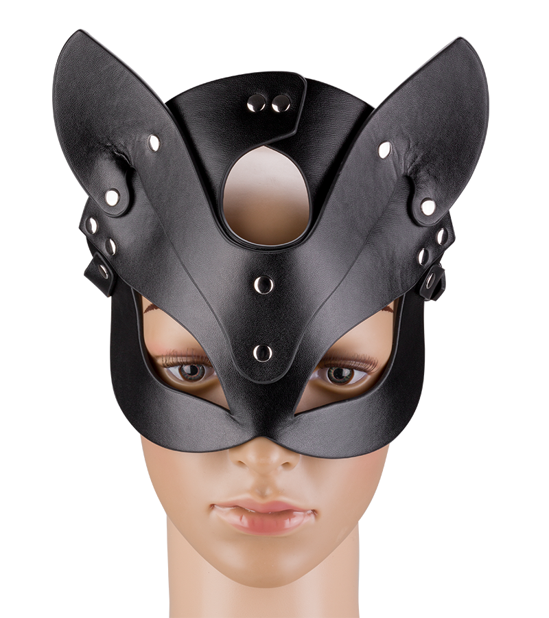 Katzenmaske aus Kunstleder mit Metallnieten
