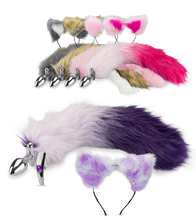 Laden Sie das Bild in den Galerie-Viewer, Katzenschwanz-Plug mit Katzenohren-Haarreif