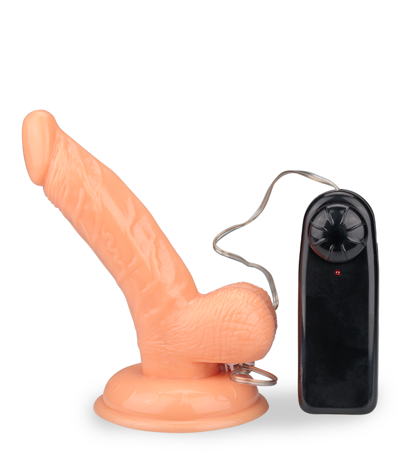 Kleiner Dildo-Vibrator mit Saugfuß