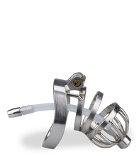 Laden Sie das Bild in den Galerie-Viewer, Kurzer Penis-Käfig mit Harnröhrenplug Judgment