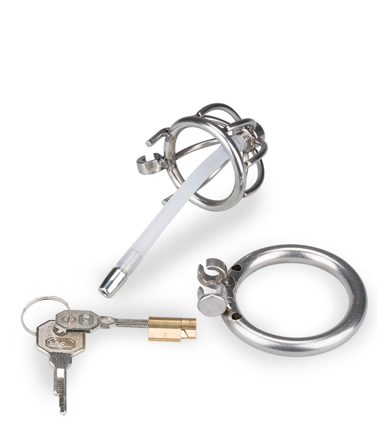 Kurzer Penis-Käfig mit Harnröhrensonde Repentance