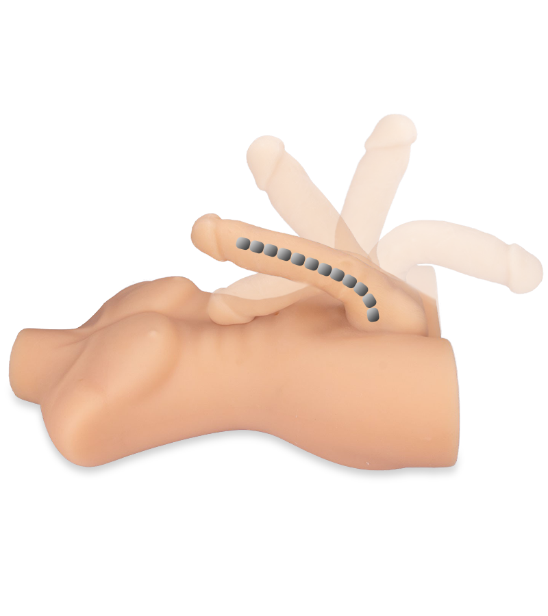 Männliche Silikonpuppe mit großem Dildo Theo