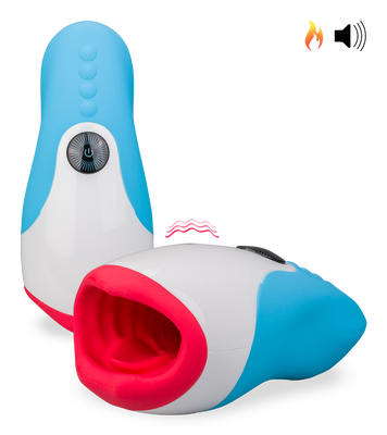 Mund-Masturbator mit Vibration und Heizung Blue Viper