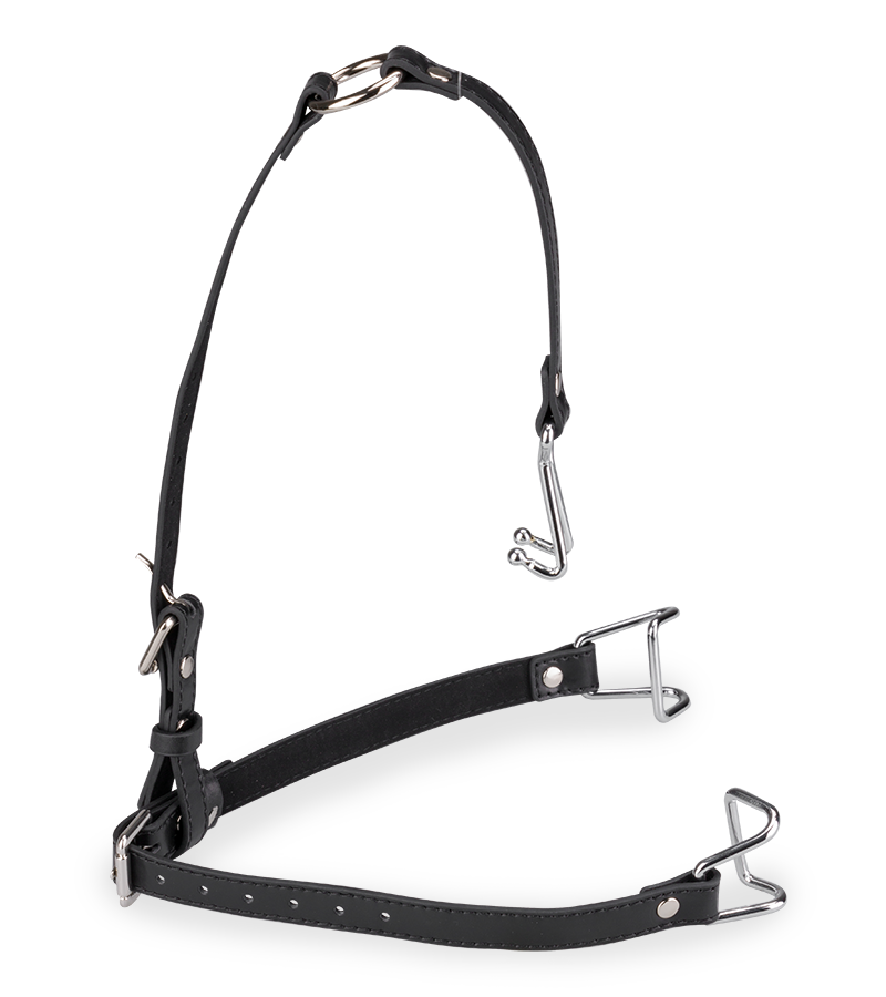 Mund- und Nasenspreizer aus Kunstleder und Metall