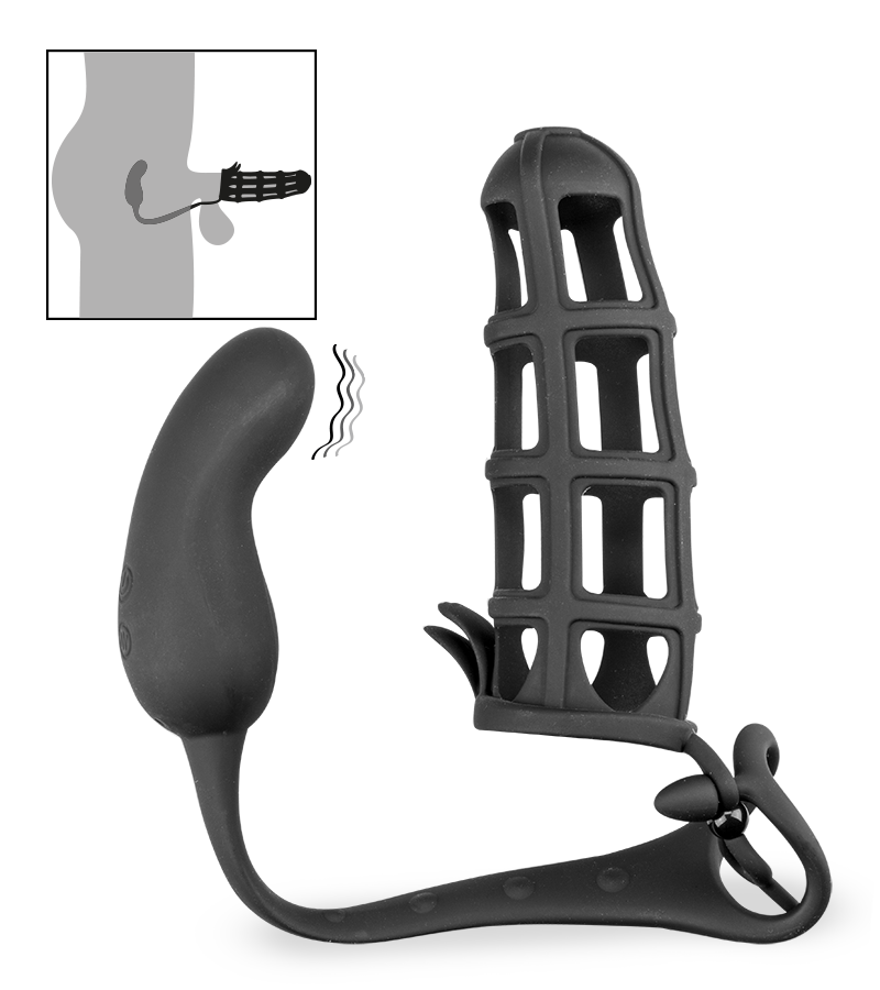 Peniskäfig mit Hodenring und Analvibrator