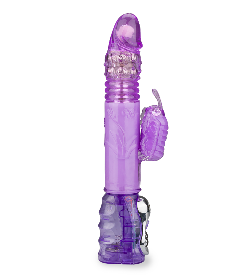 Pinker XL-Rabbit-Vibrator Butterfly mit Stoßfunktion