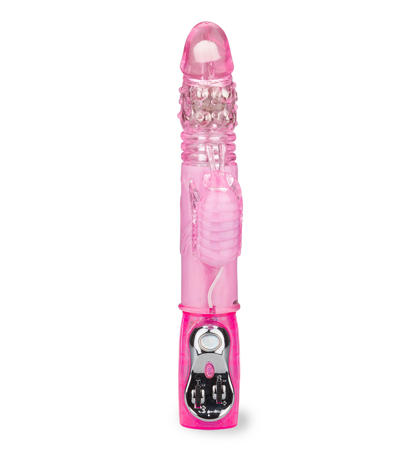 Pinker XL-Rabbit-Vibrator Butterfly mit Stoßfunktion