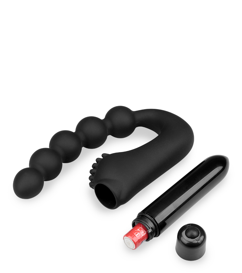 Prostata-Vibrator mit Analkette und Noppen