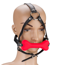 Laden Sie das Bild in den Galerie-Viewer, Puppy-Play-Kopfgeschirr mit Knebel aus Silikon 12,3 cm