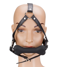 Laden Sie das Bild in den Galerie-Viewer, Puppy-Play-Kopfgeschirr mit Knebel aus Silikon 12,3 cm