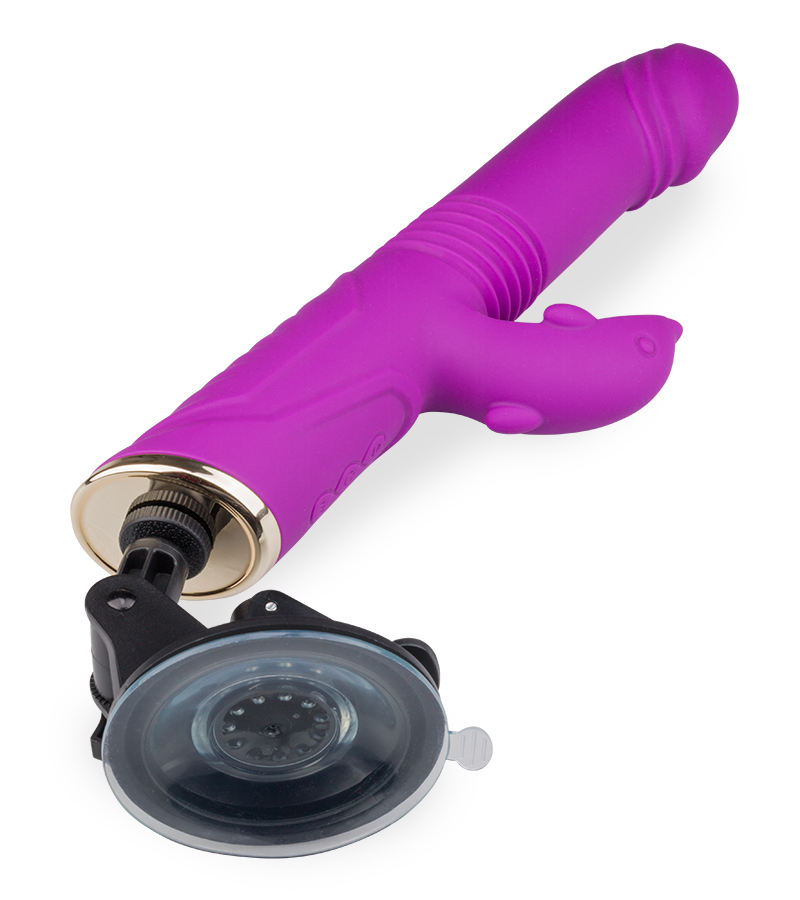 Rabbit-Vibrator mit Stoßfunktion und Saugnapf Flip