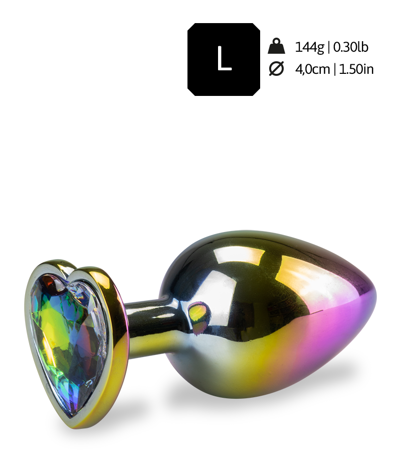 Regenbogenfarbener Rosebud-Analschmuck in Herzform M