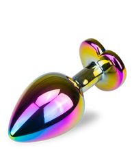 Laden Sie das Bild in den Galerie-Viewer, Regenbogenfarbener Rosebud-Analschmuck in Herzform M