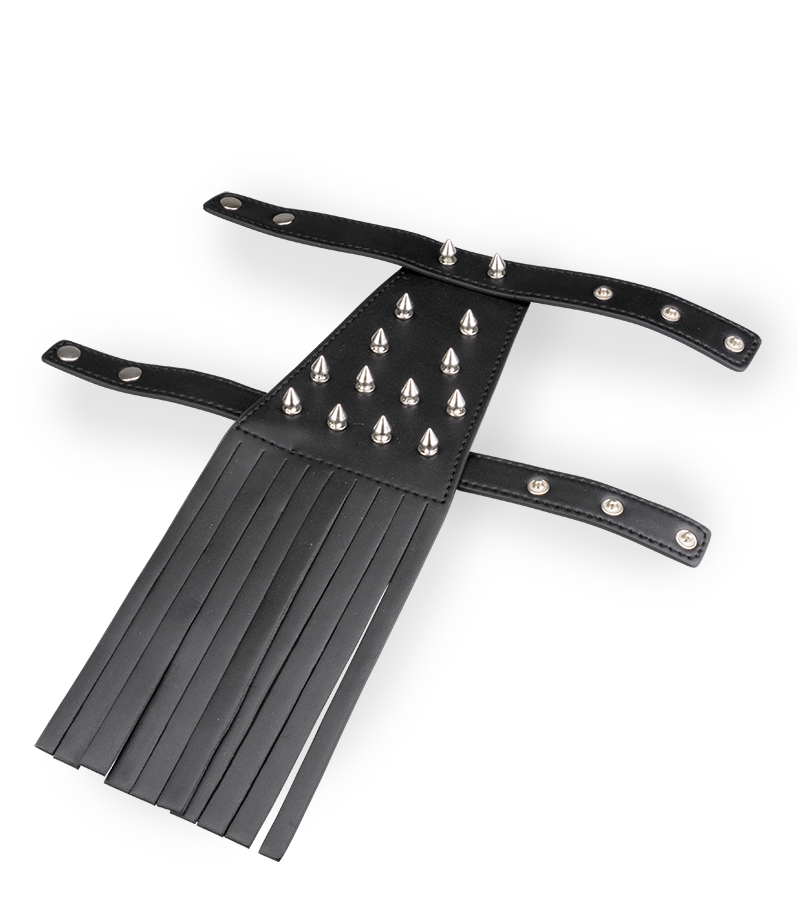 Riemen-Handschuh aus Kunstleder mit Stacheln