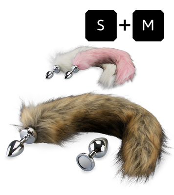 Rosebud-Plug im Doppelpack mit Magnet-Fuchsschwanz