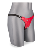 Roter Ledergurt für Strap-On-Dildo