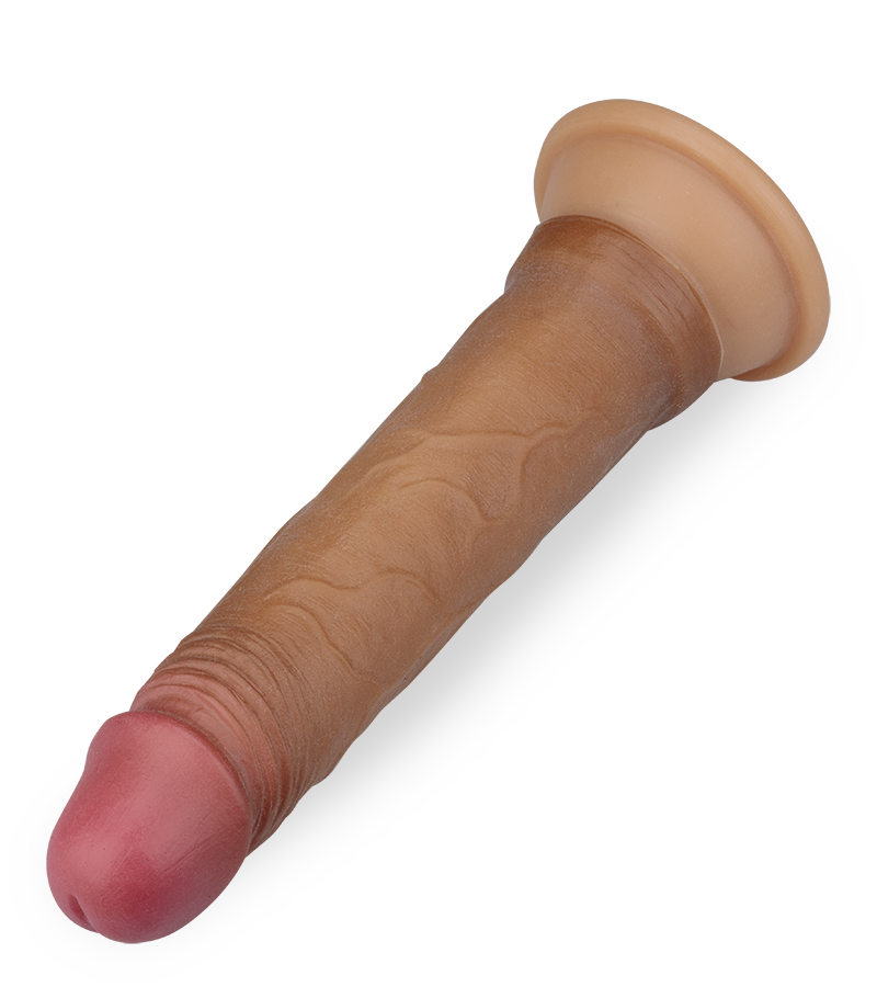 Saugnapf-Dildo mit Doppelschicht aus Liquid Silicone