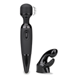 Schwarzer Fantasy Wand Massager mit 2 Aufsätzen