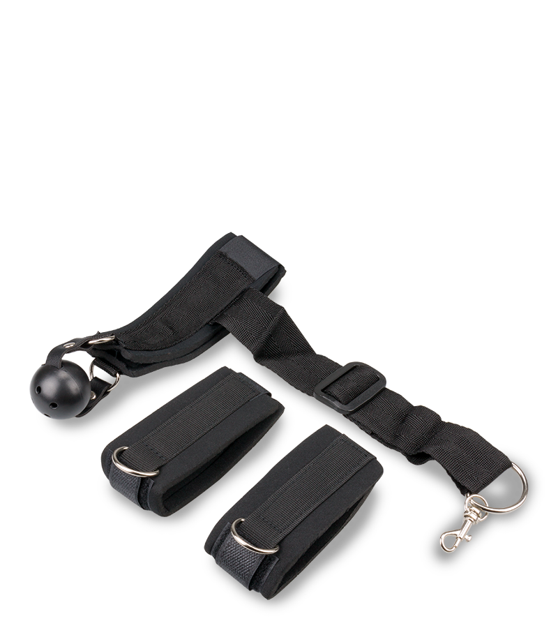 Set aus Ballknebel und Handfesseln