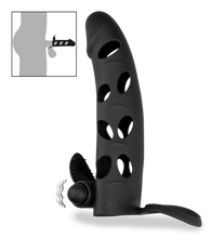 Laden Sie das Bild in den Galerie-Viewer, Silikon-Sleeve mit Hodenring und Vibro-Bullet