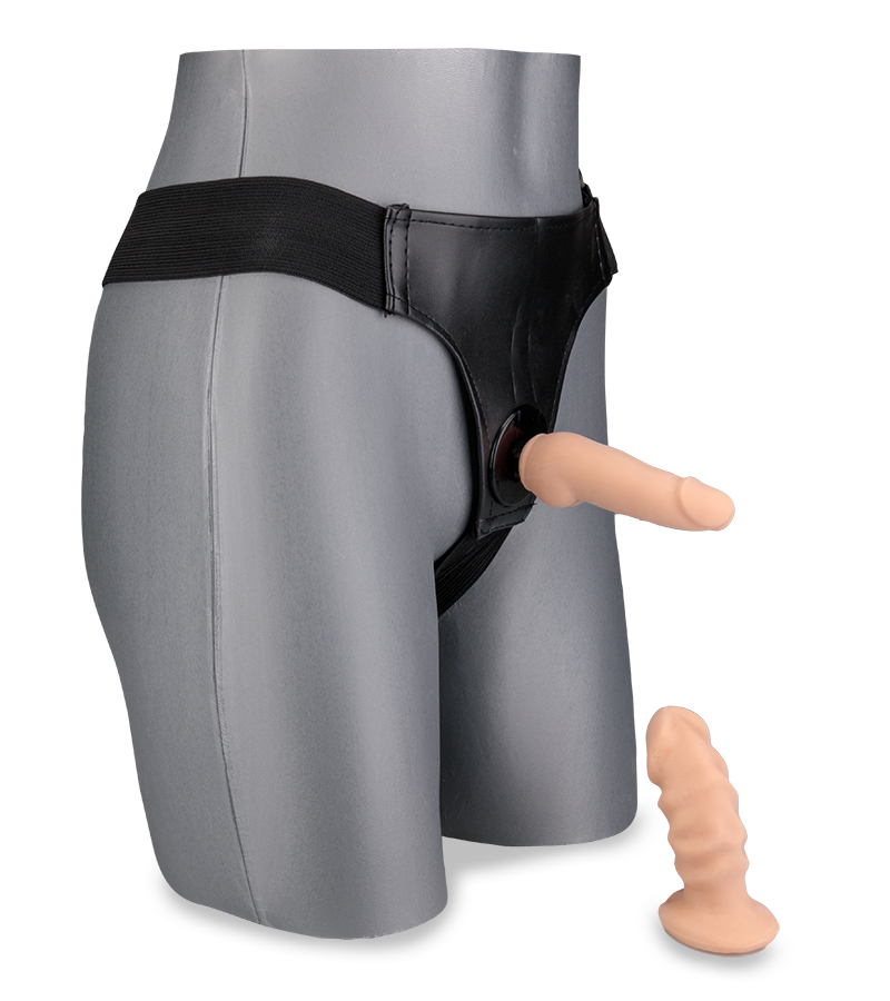 Strap-On-Dildo mit 2 kleinen abnehmbaren Dildos