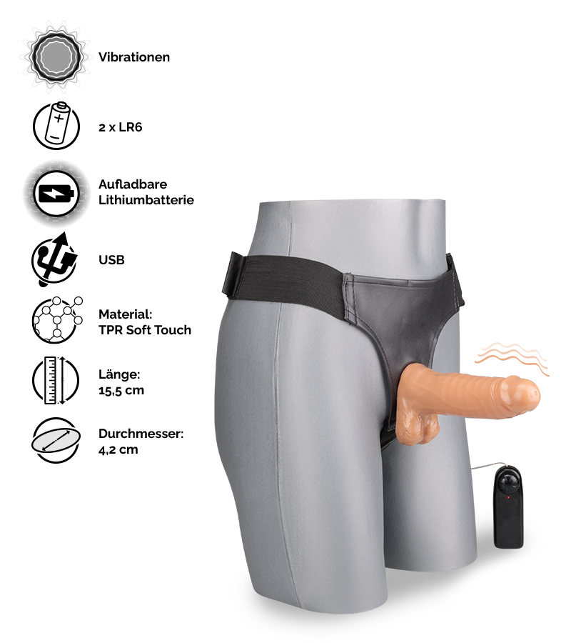 Strapon-Dildo mit Vibration Lucky