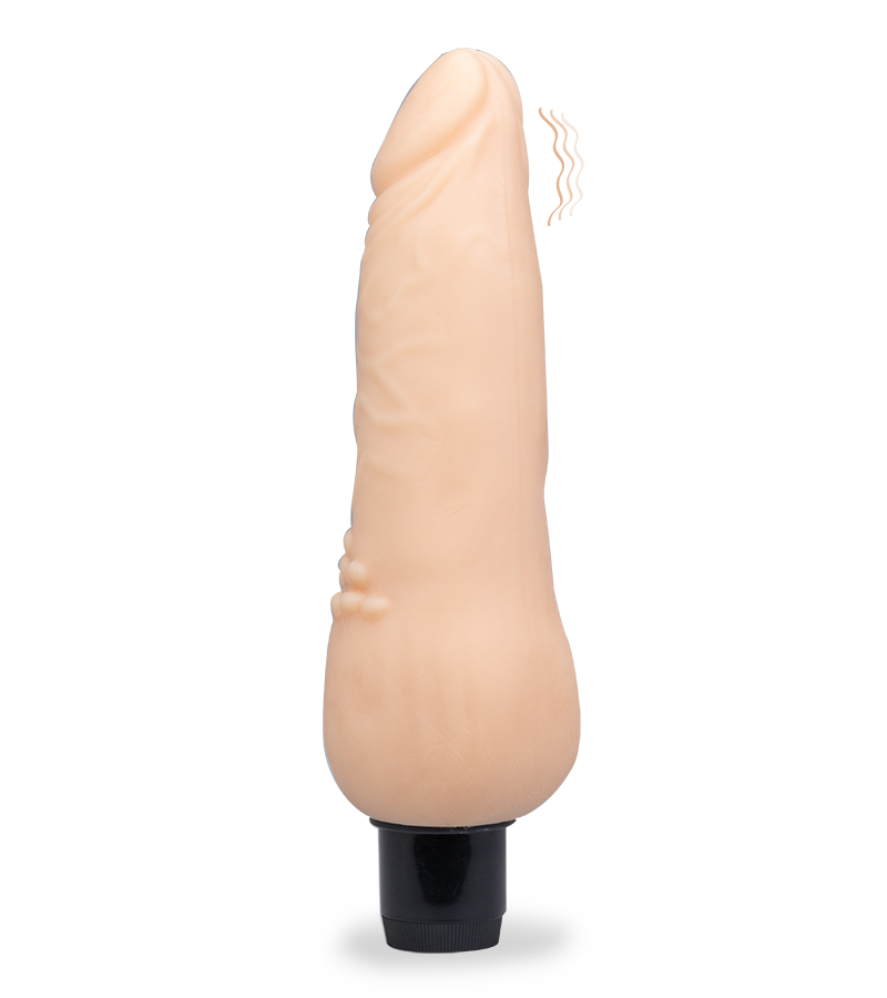 TPR-Dildo mit Vibration und genopptem Schaft