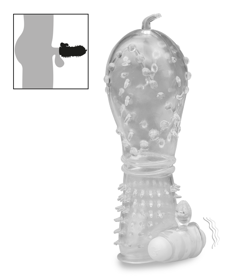 Transparente Penishülle mit Noppen &amp; Vibration