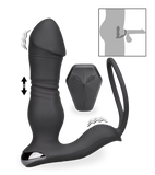 Vibrierender Analplug mit Stoßfunktion und Cockring Hera