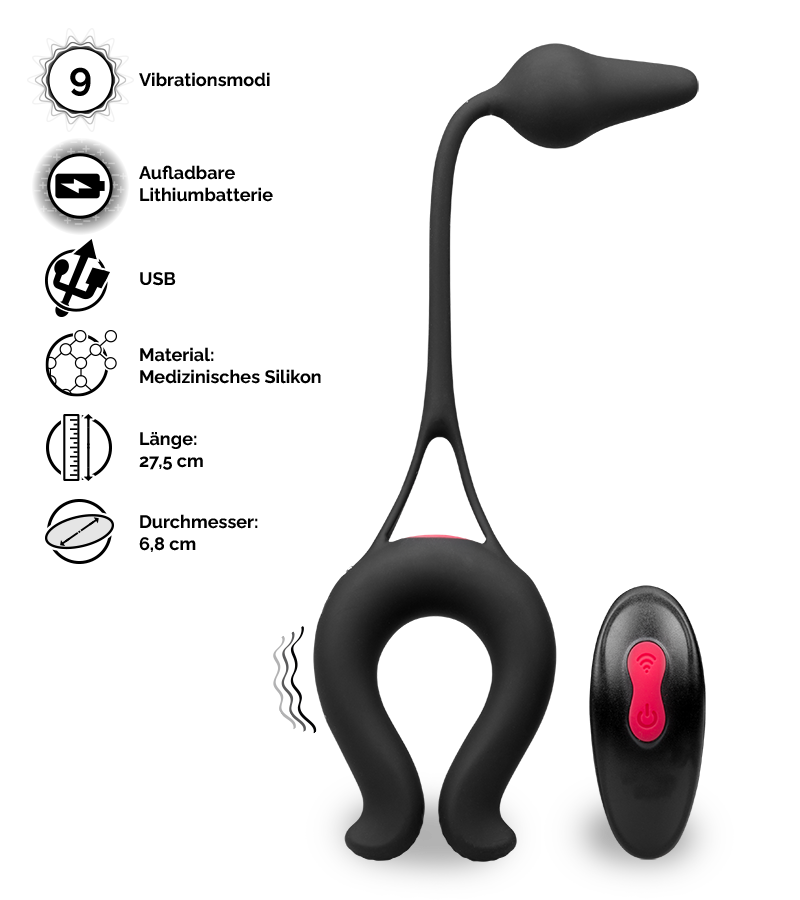Vibro-Penisring mit Analplug Lucifer